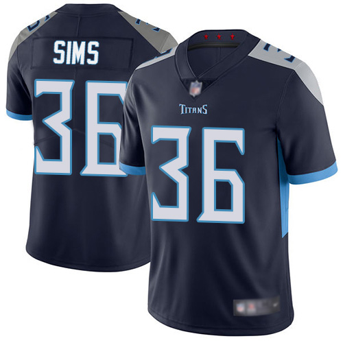 Tennessee Titans Limited Navy Blue Men LeShaun Sims Home Jersey NFL Football #36 Vapor Untouchable